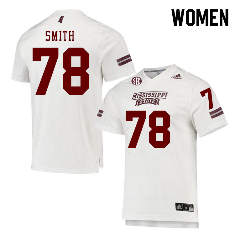 Women #78 Amari Smith Mississippi State Bulldogs College Football Jerseys Stitched Sale-White